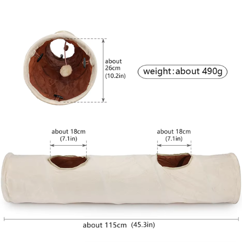 Foldable Plush Rolling Cat Tunnel